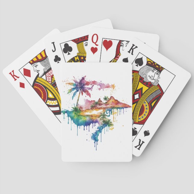 Hawaii design with colourful splatters playing cards (Back)