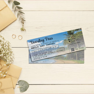 Hawaii Destination Boarding Pass Wedding Invitation