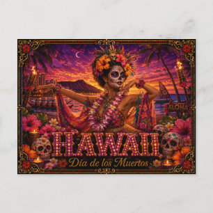 Hawaii Día de los Muertos Retro Postcard