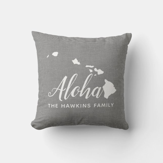 Hawaii Family Monogram State Throw Pillow (Front)