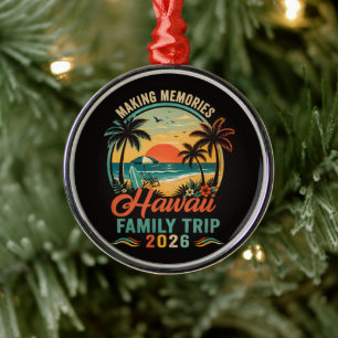 Hawaii Family Trip Tropical Sunset 2026 Metal Ornament
