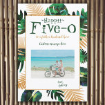 Hawaii Five-0 50th Birthday Card for Husband<br><div class="desc">Celebrate the big 5-0 with bold green and gold island leaves. Don't forget matching palm leaf gifts. This gold and green tropical 50th birthday card with the words,  "Happii Five-0" is easily personalized for any parent,  friend,  or sibling turning 50. A great card for law enforcement!</div>