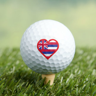 Hawaii Flag And Heart Design Golf Balls