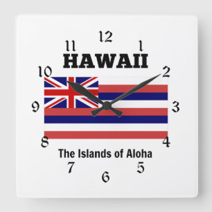Hawaii, Flag and Motto Square Wall Clock