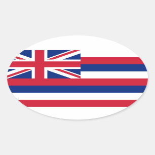 Hawaii* Flag Euro-style Oval Oval Sticker