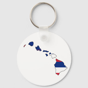 Hawaii Flag Map Keychain