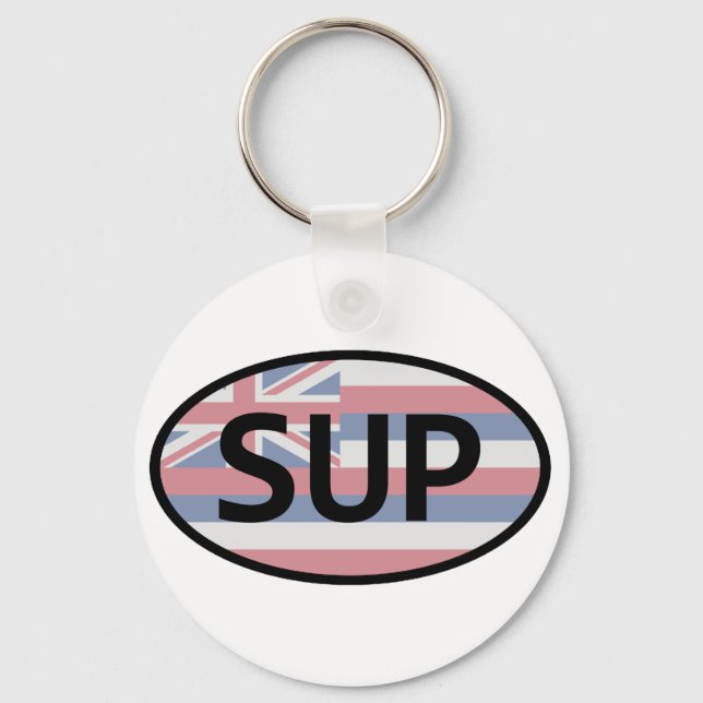 Hawaii Flag Standup Paddling Keychain (Front)
