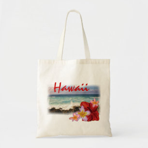 Hawaii flower beach scene reusable bag