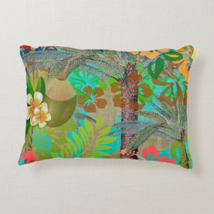Hawaii Flower Hula Vintage Floral Graphic Accent Pillow