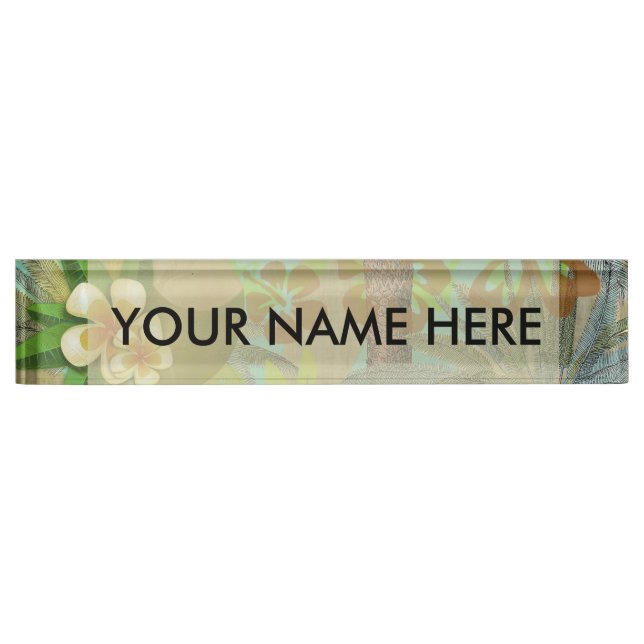 Hawaii Flower Hula Vintage Floral Graphic Nameplate (Front)