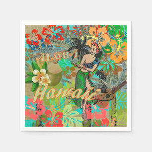 Hawaii Flower Hula Vintage Floral Graphic Napkin