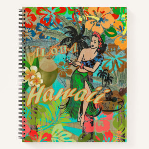 Hawaii Flower Hula Vintage Floral Graphic Notebook
