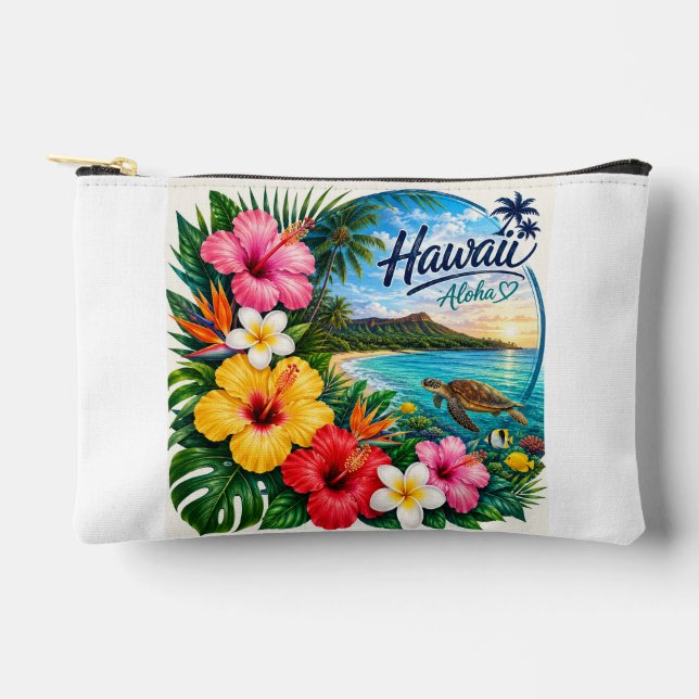 Hawaii Flowers Accessory Pouch (Front)