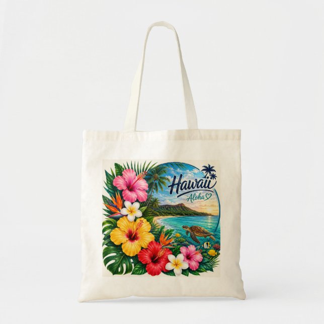 Hawaii Flowers Tote Bag (Front)