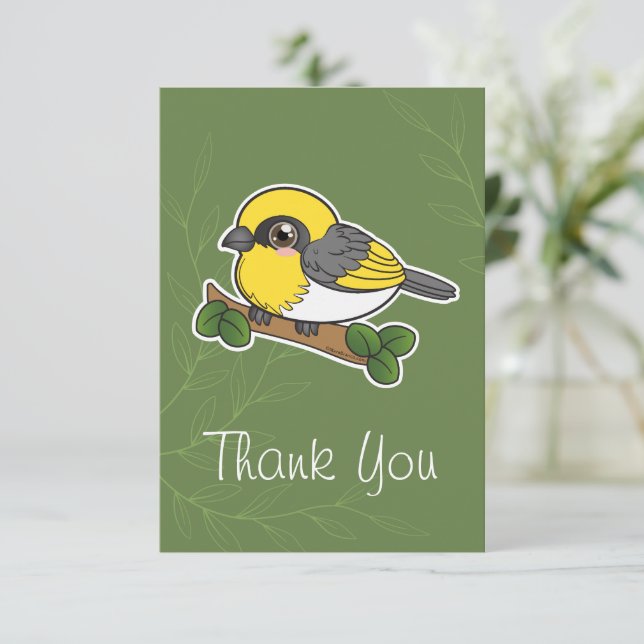 Hawaii Forest Bird Palila Thank You Card (Standing Front)