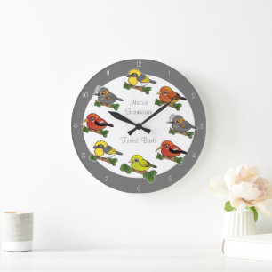 Hawaii Forest Birds Large Clock