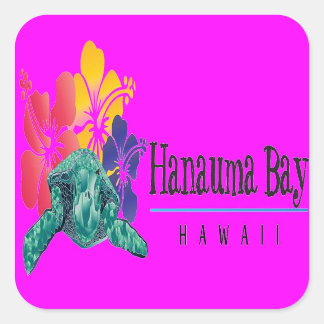 Hawaii Green Sea Turtle Square Sticker (Front)