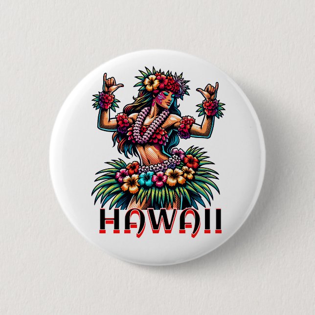 Hawaii | Hawaiian Hula Dancer  2 Inch Round Button (Front)