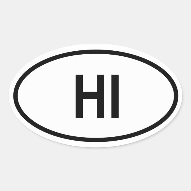 Hawaii "HI" Oval Sticker (Front)