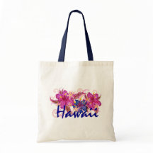 Hawaii hibiscus artistic floral reusable bag