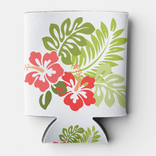 Hawaii Hibiscus Flora Floral Flowers Blossoms Can Cooler (Front)