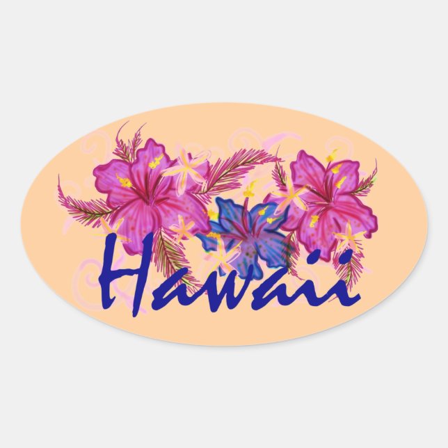 Hawaii hibiscus flowers peach stickers (Front)
