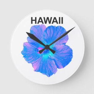 Hawaii Hibiscus Round Clock