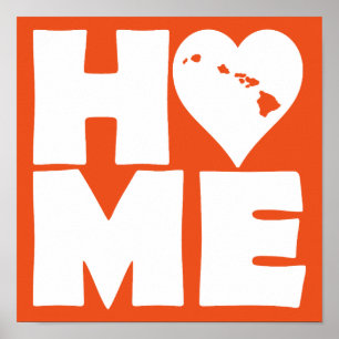 Hawaii Home Heart State Poster Sign