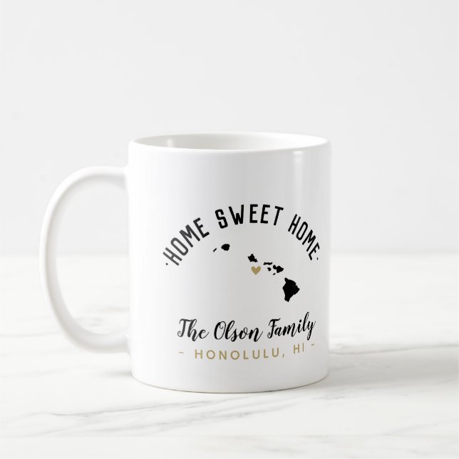 Hawaii Home Sweet Home Famille Monogramme Mug (Gauche)