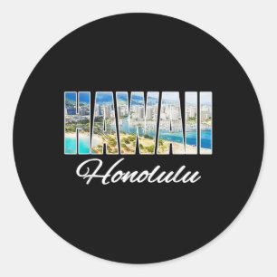 Hawaii Honolulu Tee Beach Hawaiian Island Classic Round Sticker