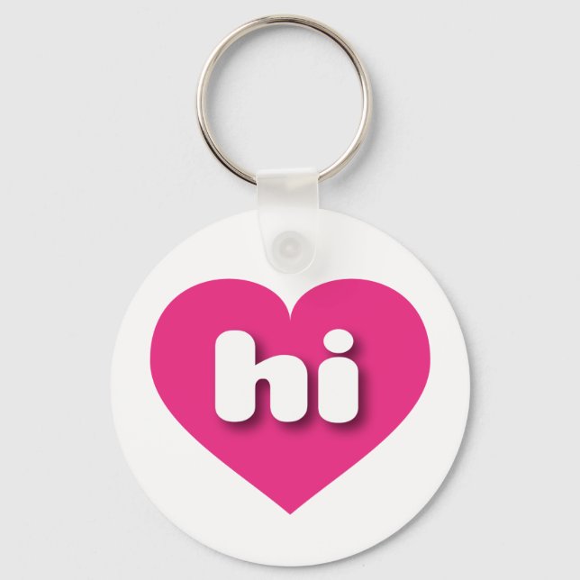 Hawaii hot pink heart - I love hi Keychain (Front)