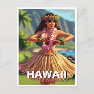 Hawaii Hula Dancer Travel Postcard
