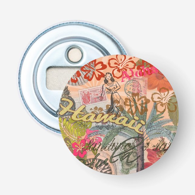 Hawaii Hula Travel Flower Vintage Bottle Opener (Front)