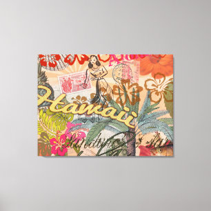 Hawaii Hula Travel Flower Vintage Canvas Print