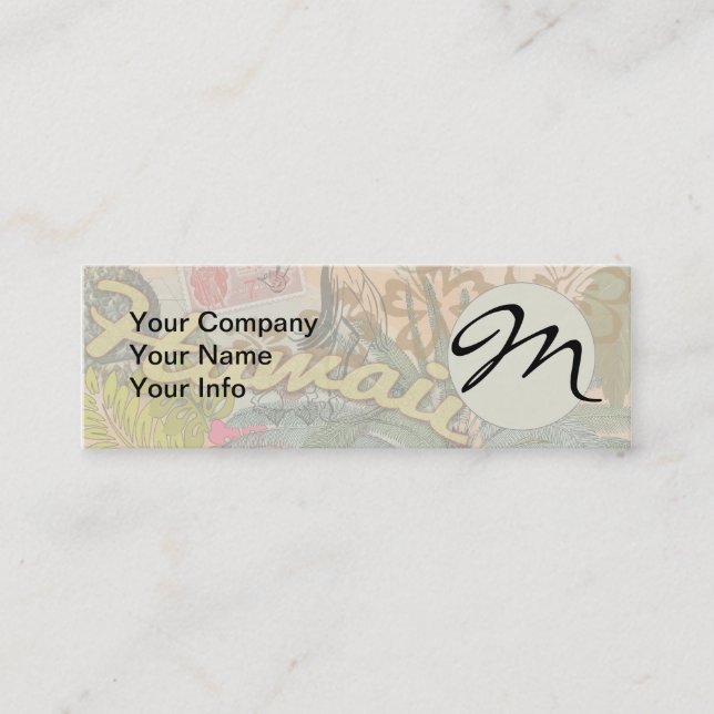 Hawaii Hula Travel Flower Vintage Mini Business Card (Front)