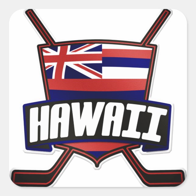 Hawaii Ice Hockey Flag Logo Square Sticker (Front)
