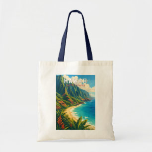 Hawaii Illustration Travel Art Vintage Tote Bag