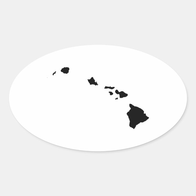 Hawaii in Black and White Oval Sticker (Front)
