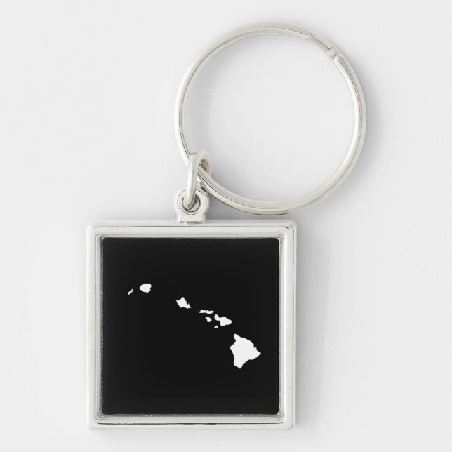 Hawaii in White and Black Keychain (Front)