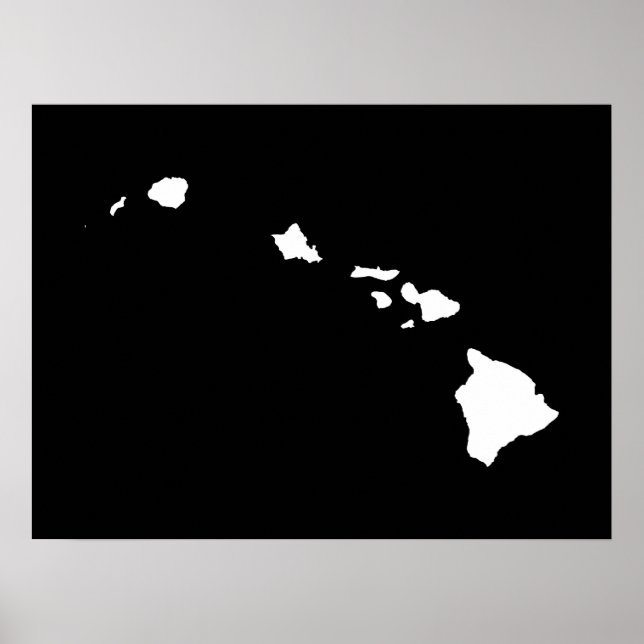 Hawaii in White and Black Poster (Front)