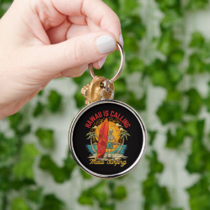 Hawaii Is Calling Maui Surfing Island Vibes Keychain