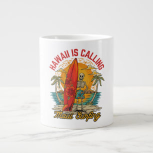 Hawaii Is Calling Maui Surfing Island Vibes Large Coffee Mug