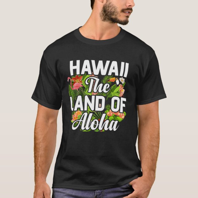 Hawaii island of sun beach waves and palm trees T-Shirt (Front)