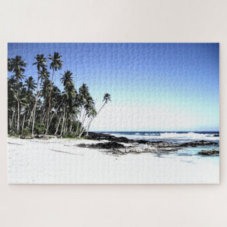 Hawaii Island Travel Beach Palm Trees Scenic Jigsaw Puzzle