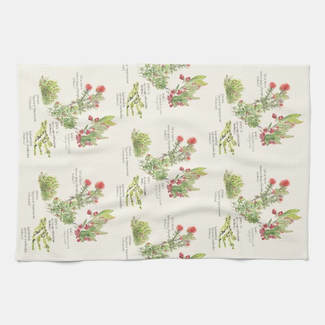 Hawai'i Island Volcano Native Plants Kitchen Towel (Horizontal)