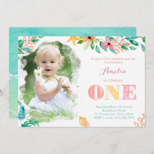 Hawaii Islands 1st Birthday Party for Girl Invitation