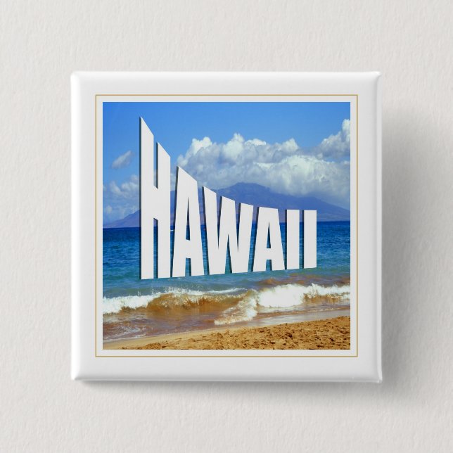 Hawaii Islands 2 Inch Square Button (Front)