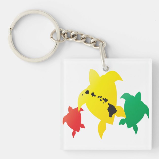 Hawaii Islands Turtle Keychain (Front)