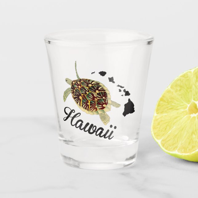 Hawaii islands turtle Shot glass (Front)