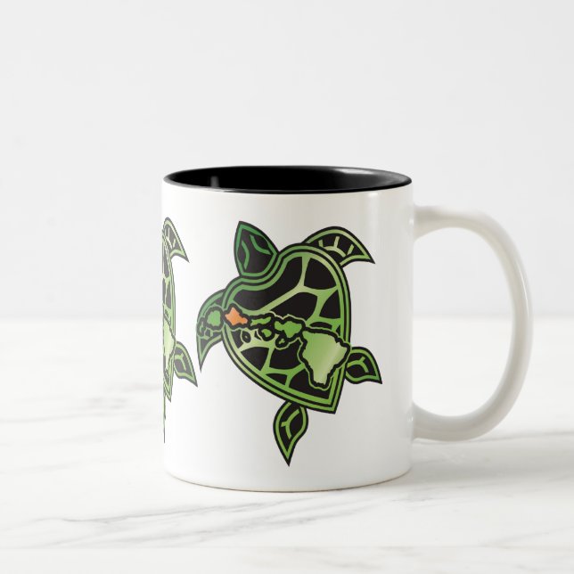 Hawaii Islands Turtle Two-Tone Coffee Mug (Right)